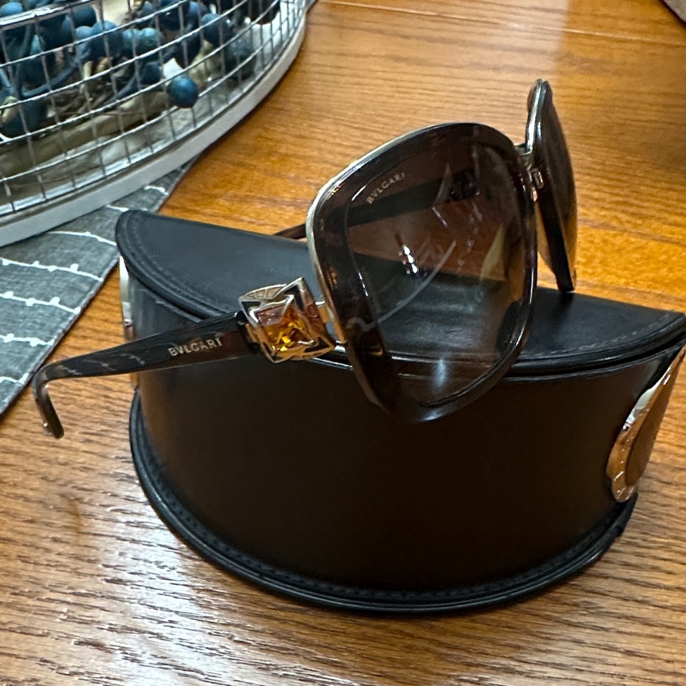 🤩RARE♥️BVLGARI 6060-B Vintage Butterfly Amber Swarovski Tortoise Sunglasses